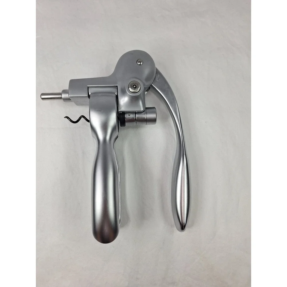 Lever Style Vertical Corkscrew Wine Opener Matte Silver Metal Bar Tool